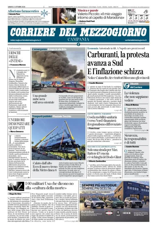 Prima-pagina-corriere del mezzogiorno-del-2026-10-17